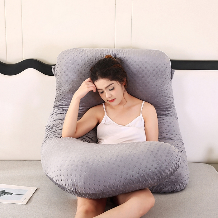 91家纺网 家纺一手货源 找家纺 永光家居 2025新款孕妇枕头G型 靠垫抱枕孕期床头靠枕（不供多多） G型绒豆豆灰