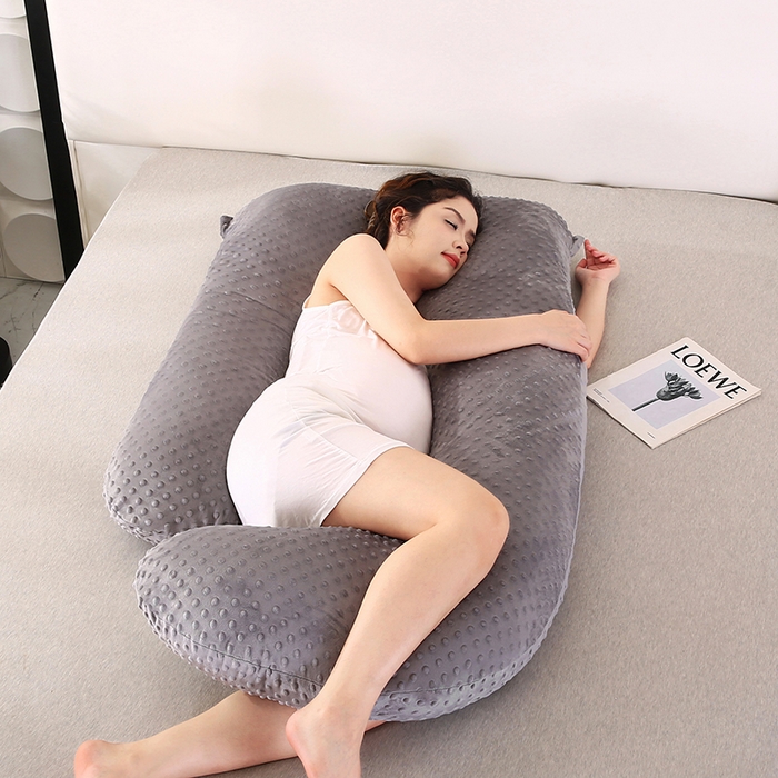 91家纺网 家纺一手货源 找家纺 永光家居 2025新款孕妇枕头G型 靠垫抱枕孕期床头靠枕（不供多多） G型绒豆豆灰