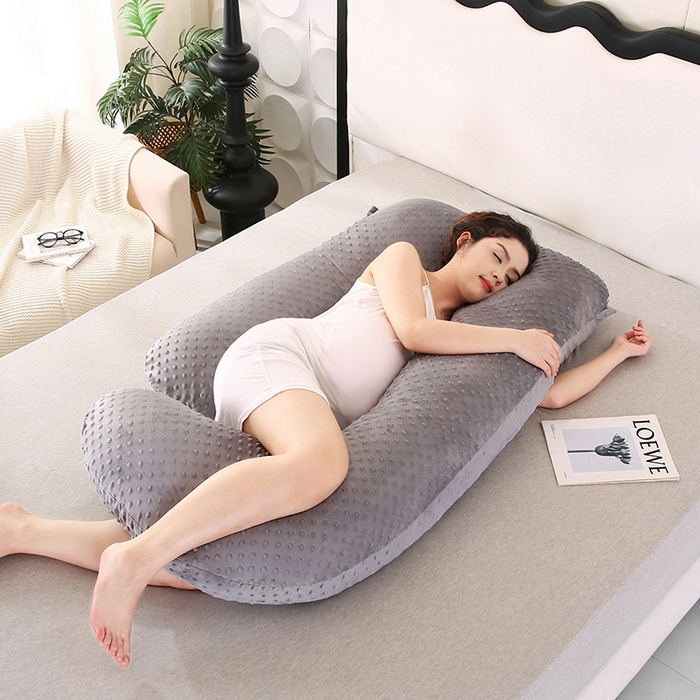 91家纺网 家纺一手货源 找家纺 永光家居 2025新款孕妇枕头G型 靠垫抱枕孕期床头靠枕（不供多多） G型绒豆豆灰