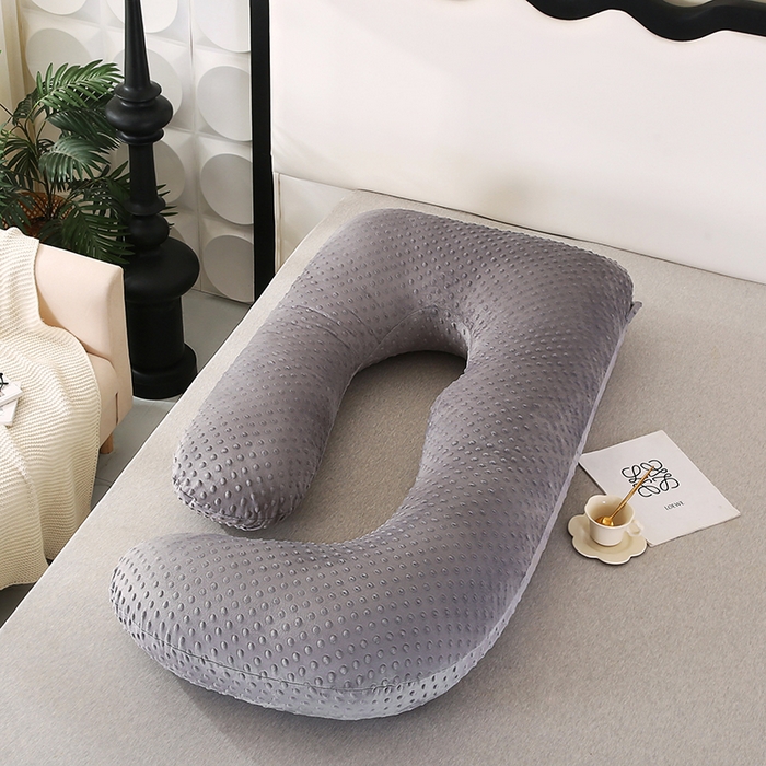 91家纺网 家纺一手货源 找家纺 永光家居 2025新款孕妇枕头G型 靠垫抱枕孕期床头靠枕（不供多多） G型绒豆豆灰