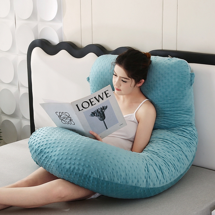 91家纺网 家纺一手货源 找家纺 永光家居 2025新款孕妇枕头G型 靠垫抱枕孕期床头靠枕（不供多多） G型绒豆豆绿