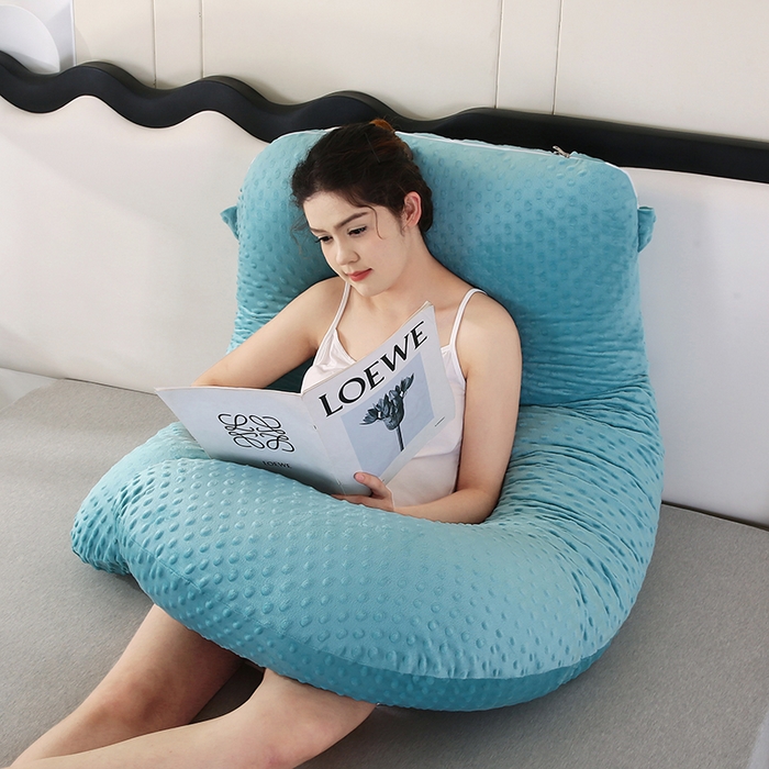 91家纺网 家纺一手货源 找家纺 永光家居 2025新款孕妇枕头G型 靠垫抱枕孕期床头靠枕（不供多多） G型绒豆豆绿