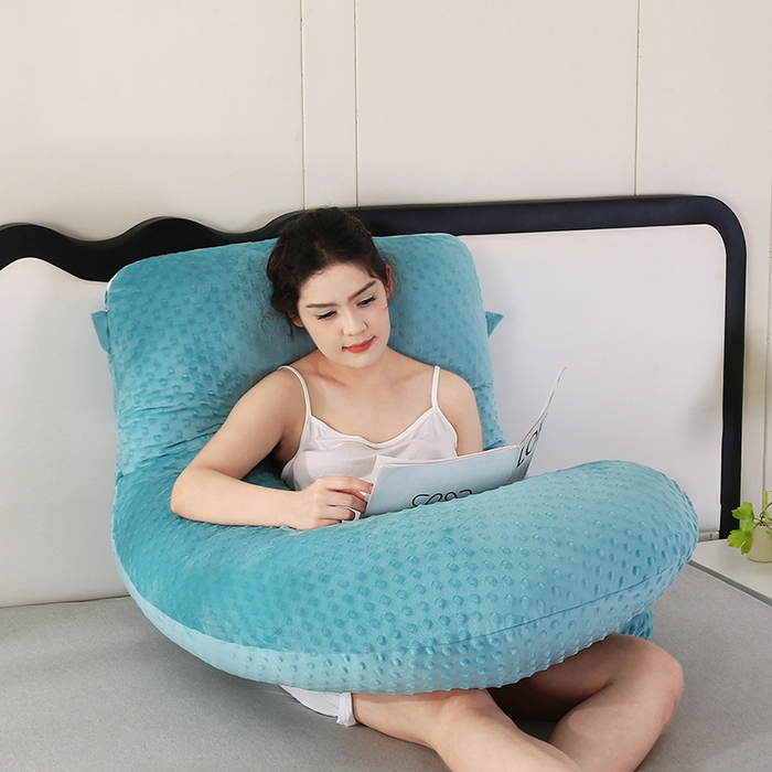 91家纺网 家纺一手货源 找家纺 永光家居 2025新款孕妇枕头G型 靠垫抱枕孕期床头靠枕（不供多多） G型绒豆豆绿