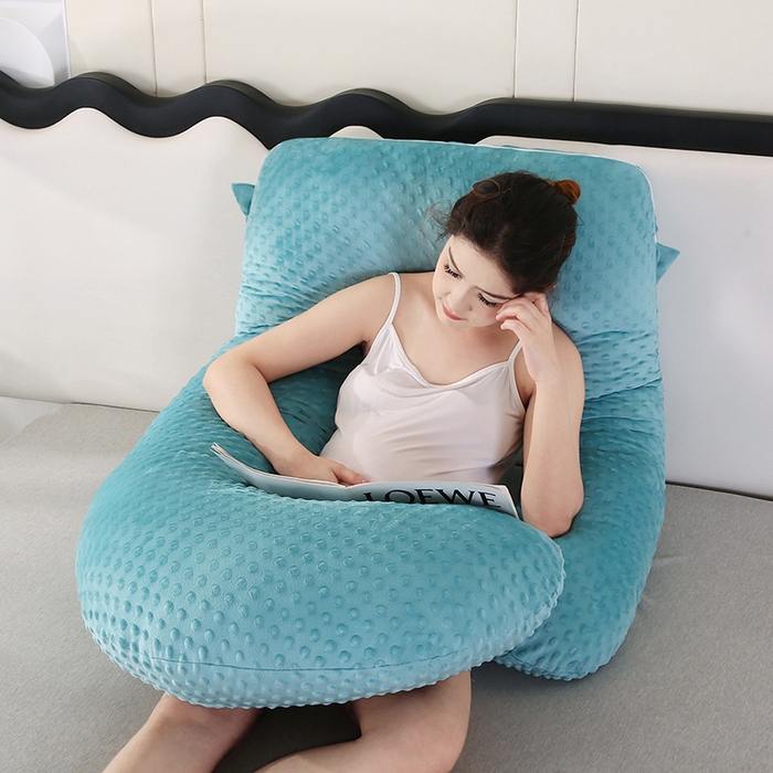 91家纺网 家纺一手货源 找家纺 永光家居 2025新款孕妇枕头G型 靠垫抱枕孕期床头靠枕（不供多多） G型绒豆豆绿