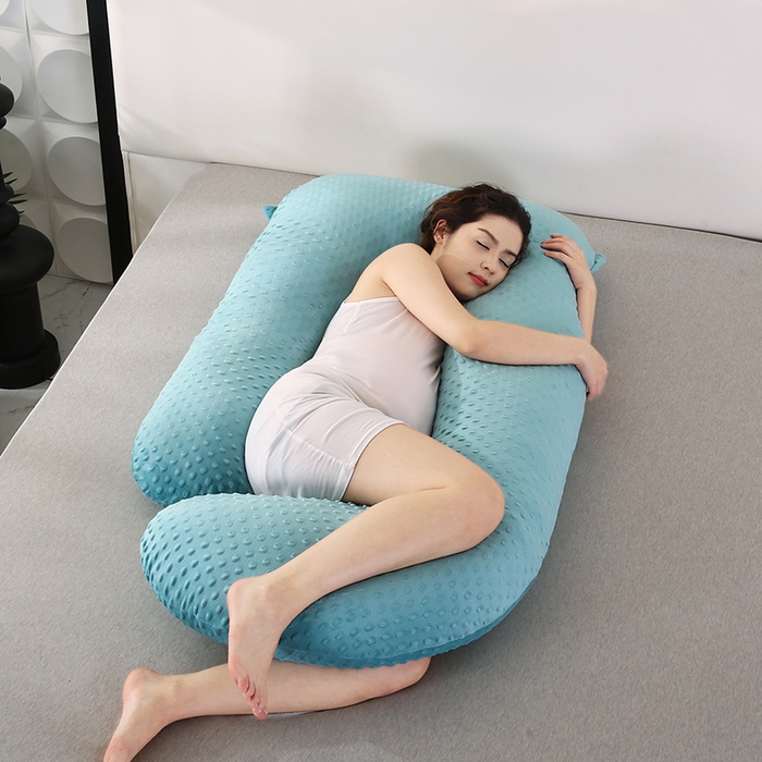 91家纺网 家纺一手货源 找家纺 永光家居 2025新款孕妇枕头G型 靠垫抱枕孕期床头靠枕（不供多多） G型绒豆豆绿