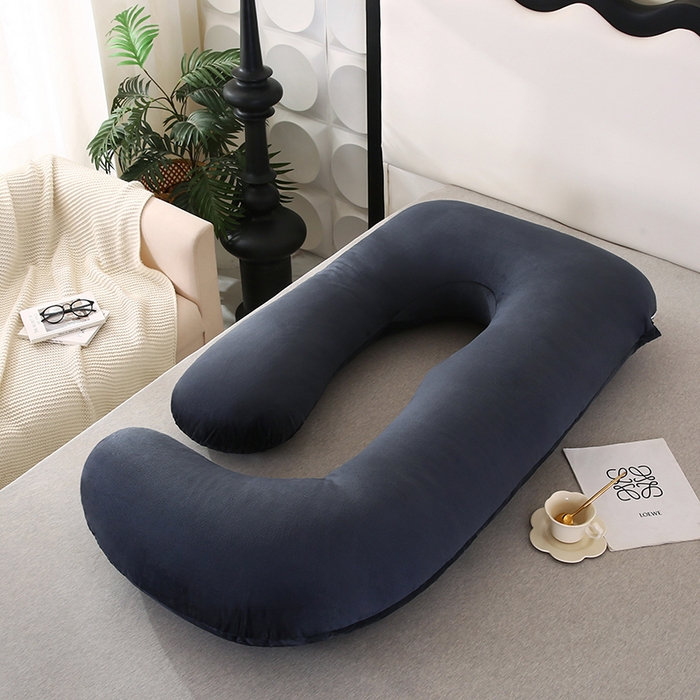 91家纺网 家纺一手货源 找家纺 永光家居 2025新款孕妇枕头G型 靠垫抱枕孕期床头靠枕（不供多多） G型水晶绒黑灰
