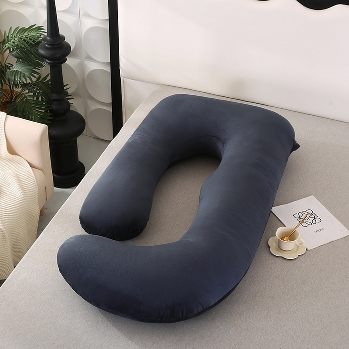 91家纺网 家纺一手货源 找家纺 永光家居 2025新款孕妇枕头G型 靠垫抱枕孕期床头靠枕（不供多多） G型水晶绒黑灰