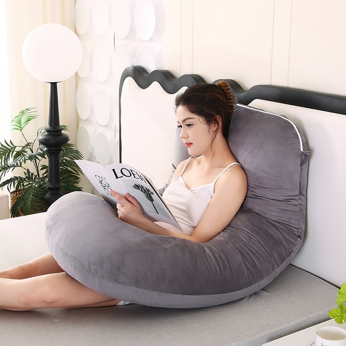 91家纺网 家纺一手货源 找家纺 永光家居 2025新款孕妇枕头G型 靠垫抱枕孕期床头靠枕（不供多多） G型水晶绒灰