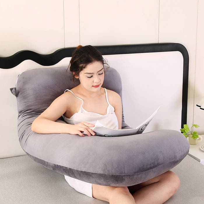 91家纺网 家纺一手货源 找家纺 永光家居 2025新款孕妇枕头G型 靠垫抱枕孕期床头靠枕（不供多多） G型水晶绒灰