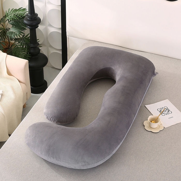 91家纺网 家纺一手货源 找家纺 永光家居 2025新款孕妇枕头G型 靠垫抱枕孕期床头靠枕（不供多多） G型水晶绒灰