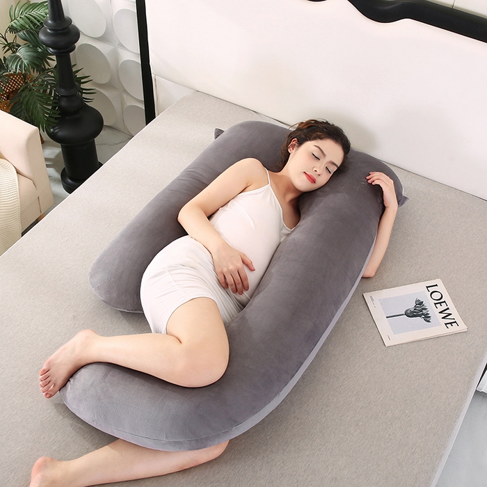 91家纺网 家纺一手货源 找家纺 永光家居 2025新款孕妇枕头G型 靠垫抱枕孕期床头靠枕（不供多多） G型水晶绒灰