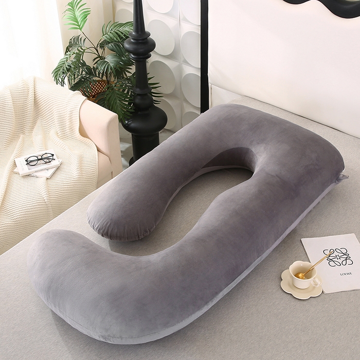 91家纺网 家纺一手货源 找家纺 永光家居 2025新款孕妇枕头G型 靠垫抱枕孕期床头靠枕（不供多多） G型水晶绒灰