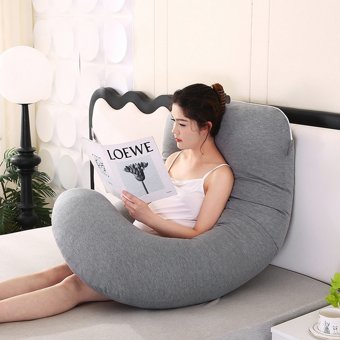 91家纺网 家纺一手货源 找家纺 永光家居 2025新款孕妇枕头G型 靠垫抱枕孕期床头靠枕（不供多多） G型针织棉灰