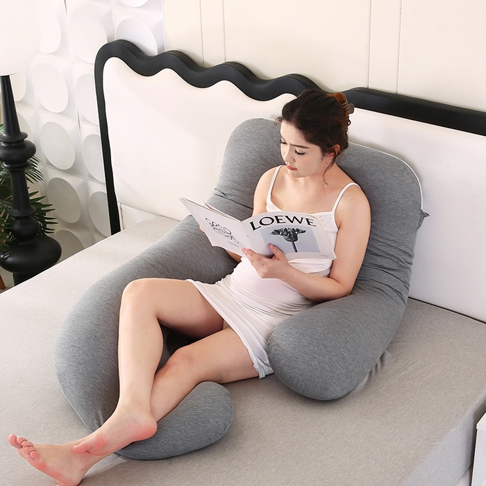 91家纺网 家纺一手货源 找家纺 永光家居 2025新款孕妇枕头G型 靠垫抱枕孕期床头靠枕（不供多多） G型针织棉灰