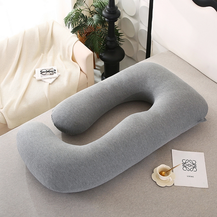91家纺网 家纺一手货源 找家纺 永光家居 2025新款孕妇枕头G型 靠垫抱枕孕期床头靠枕（不供多多） G型针织棉灰