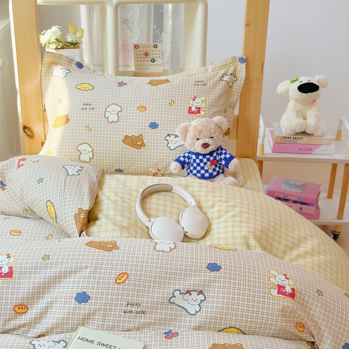 91家纺网 家纺一手货源 找家纺 小叮当家纺仓储工厂店 2025新款全棉纯棉AB版13372学生宿舍印花三件套双面纯棉床单款上下铺单人 格间小梦