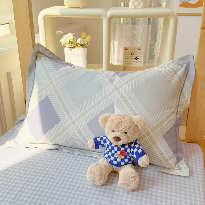 91家纺网 家纺一手货源 找家纺 小叮当家纺仓储工厂店 2025新款全棉纯棉AB版13372学生宿舍印花三件套双面纯棉床单款上下铺单人 简格寻迹