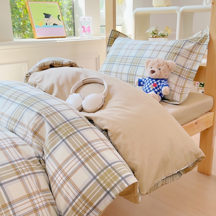 91家纺网 家纺一手货源 找家纺 小叮当家纺仓储工厂店 2025新款全棉纯棉AB版13372学生宿舍印花三件套双面纯棉床单款上下铺单人 印格坊