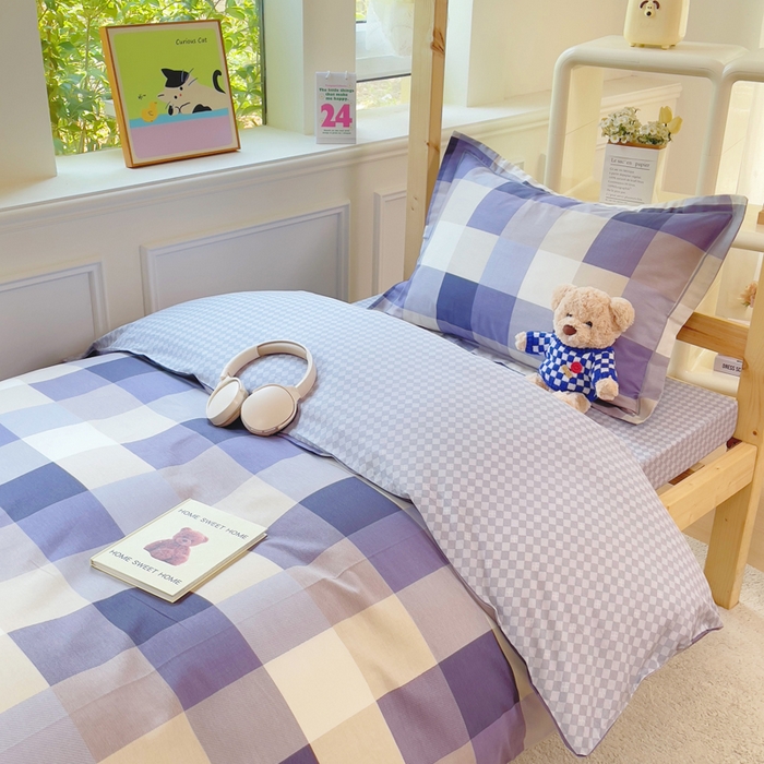 91家纺网 家纺一手货源 找家纺 小叮当家纺仓储工厂店 2025新款全棉纯棉AB版13372学生宿舍印花三件套双面纯棉床单款上下铺单人 伯克里