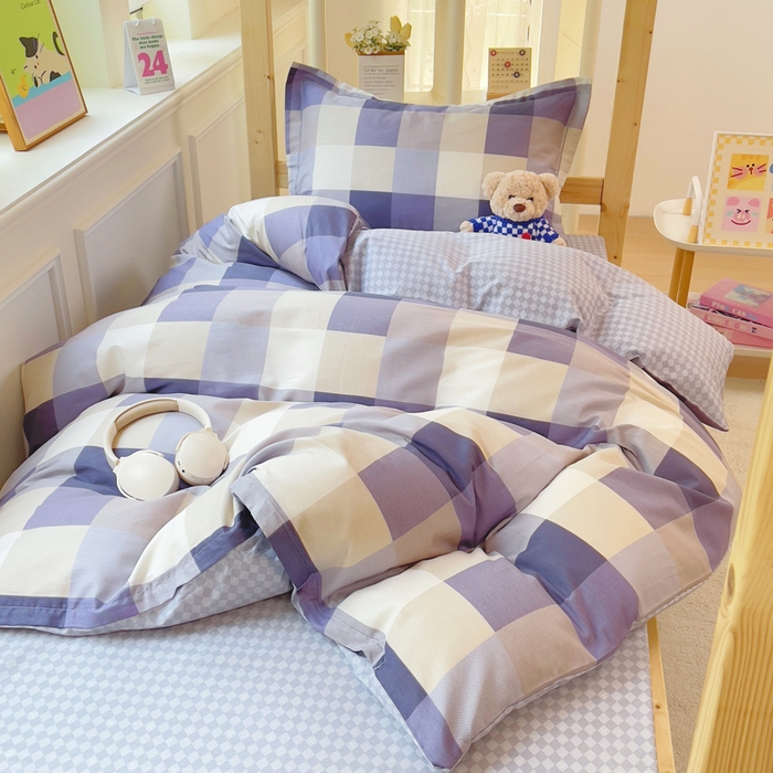 91家纺网 家纺一手货源 找家纺 小叮当家纺仓储工厂店 2025新款全棉纯棉AB版13372学生宿舍印花三件套双面纯棉床单款上下铺单人 伯克里