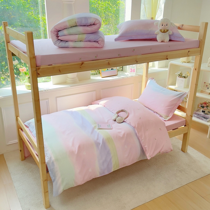 91家纺网 家纺一手货源 找家纺 小叮当家纺仓储工厂店 2025新款全棉纯棉AB版13372学生宿舍印花三件套双面纯棉床单款上下铺单人 灿若星河