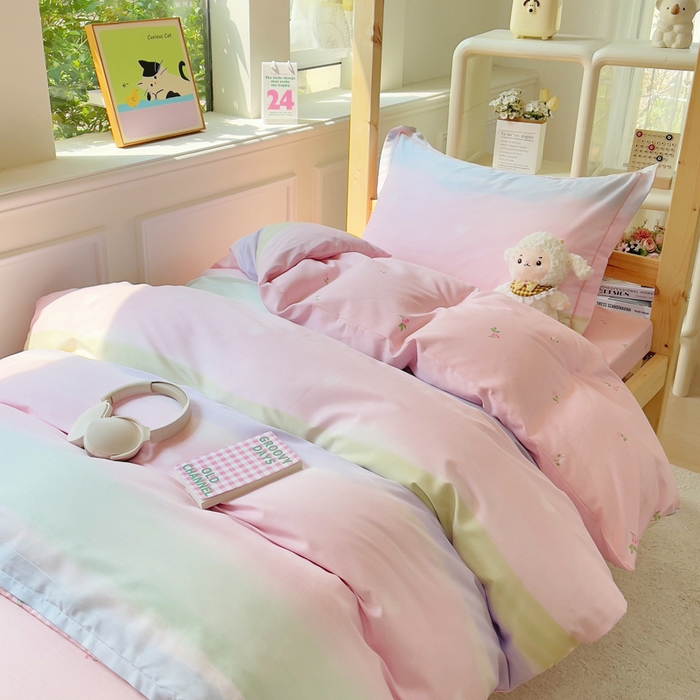 91家纺网 家纺一手货源 找家纺 小叮当家纺仓储工厂店 2025新款全棉纯棉AB版13372学生宿舍印花三件套双面纯棉床单款上下铺单人 灿若星河