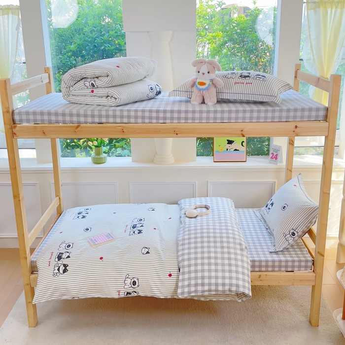 91家纺网 家纺一手货源 找家纺 小叮当家纺仓储工厂店 2025新款全棉纯棉AB版13372学生宿舍印花三件套双面纯棉床单款上下铺单人 欢乐猫