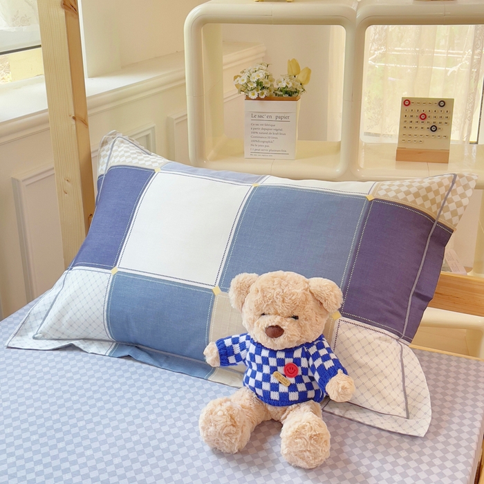 91家纺网 家纺一手货源 找家纺 小叮当家纺仓储工厂店 2025新款全棉纯棉AB版13372学生宿舍印花三件套双面纯棉床单款上下铺单人 蓝色垦丁