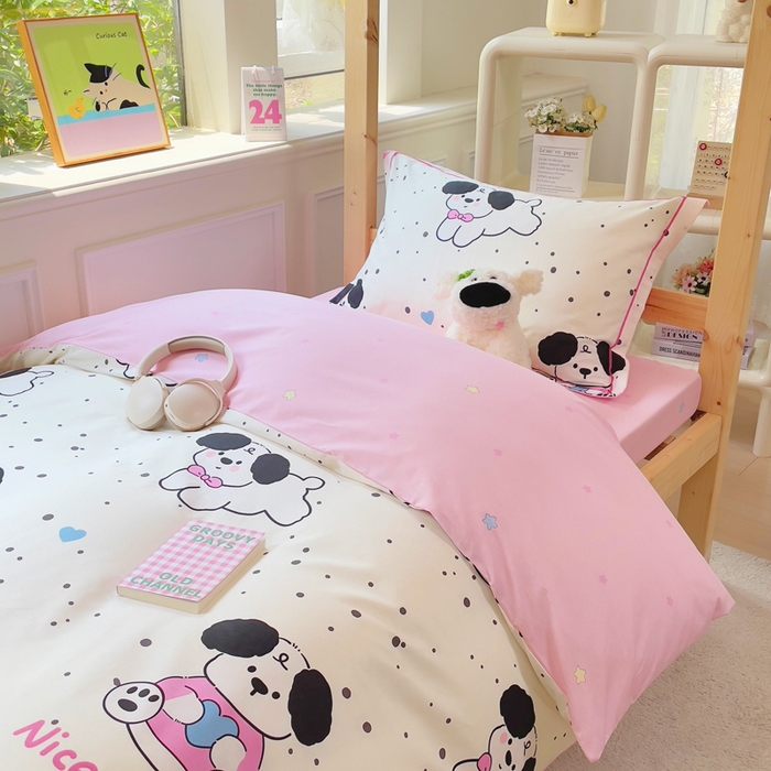 91家纺网 家纺一手货源 找家纺 小叮当家纺仓储工厂店 2025新款全棉纯棉AB版13372学生宿舍印花三件套双面纯棉床单款上下铺单人 罗纳星河