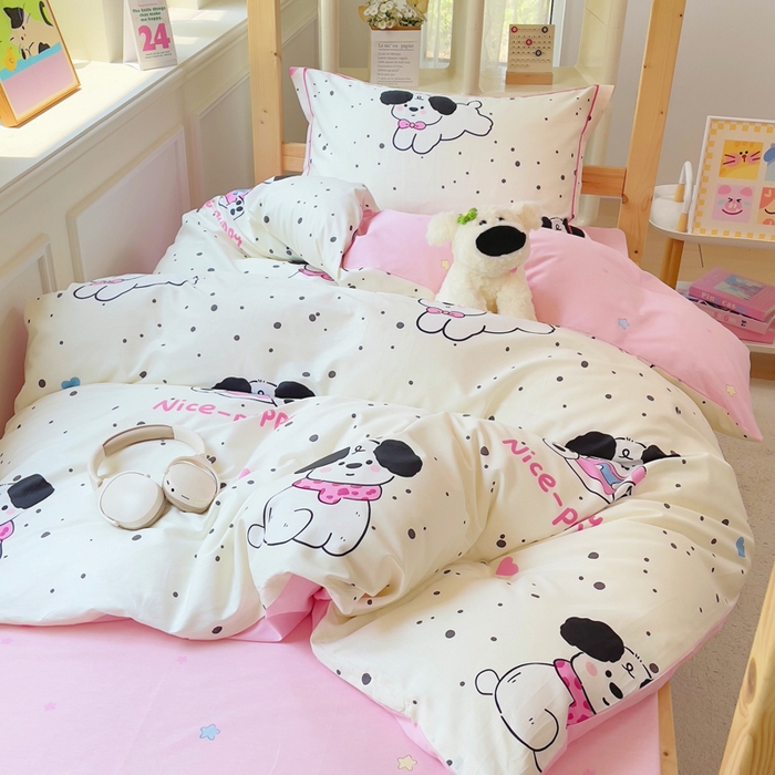 91家纺网 家纺一手货源 找家纺 小叮当家纺仓储工厂店 2025新款全棉纯棉AB版13372学生宿舍印花三件套双面纯棉床单款上下铺单人 罗纳星河