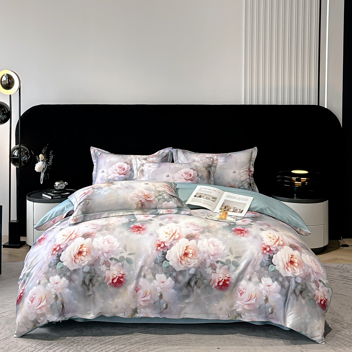 喜四方 2025新款加厚天丝棉磨毛数码印花四件套 蕊雅-绿