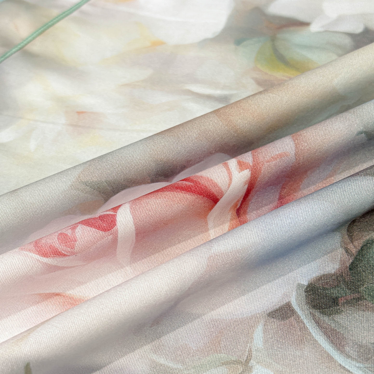 91家纺网 家纺一手货源 找家纺 喜四方 2025新款加厚天丝棉磨毛数码印花四件套 蕊雅-绿