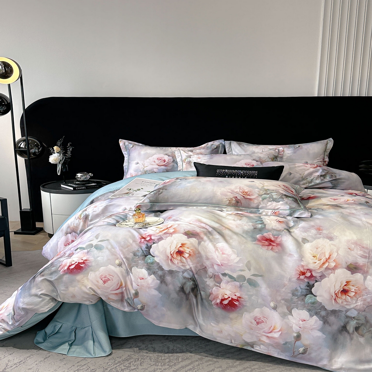 91家纺网 家纺一手货源 找家纺 喜四方 2025新款加厚天丝棉磨毛数码印花四件套 蕊雅-绿