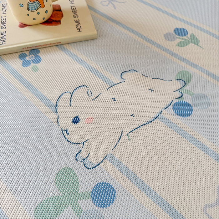 91家纺网 家纺一手货源 找家纺 小叮当家纺仓储工厂店 2025新款A类小清新卡通学生季宿舍床儿童用冰藤席凉席席子 冰藤席-蓝条兔