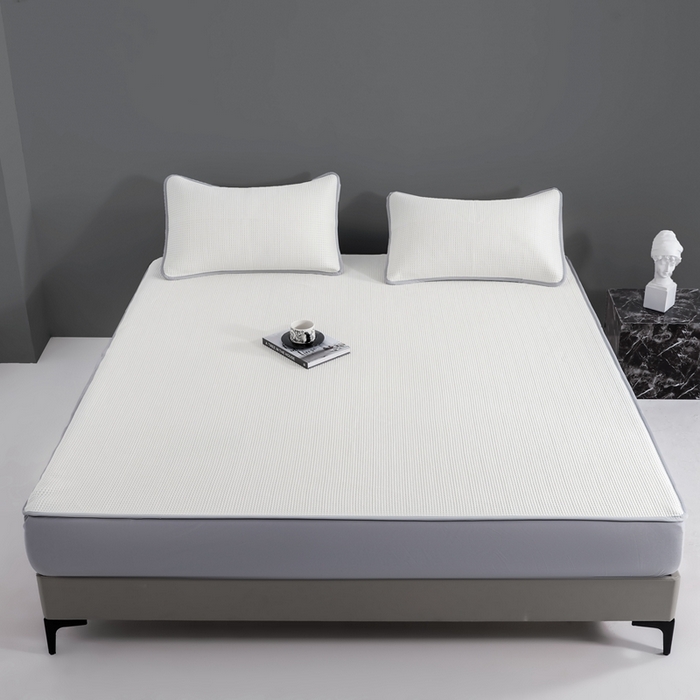 91家纺网 家纺一手货源 找家纺 耀悦家纺 2025春夏新款乙纶凉席pe凉感华夫格床笠款凉席席子三件套床笠床席子 奶白-床笠款