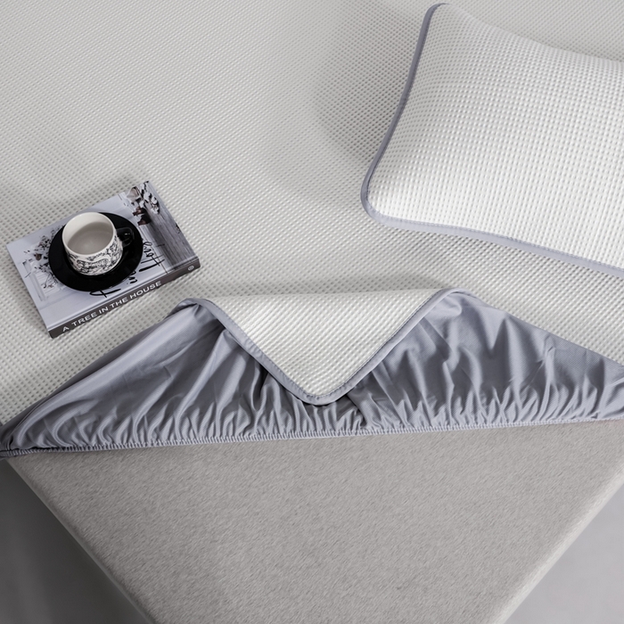 91家纺网 家纺一手货源 找家纺 耀悦家纺 2025春夏新款乙纶凉席pe凉感华夫格床笠款凉席席子三件套床笠床席子 奶白-床笠款