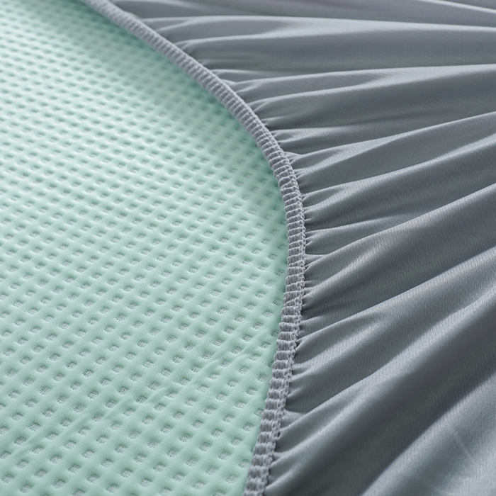 91家纺网 家纺一手货源 找家纺 耀悦家纺 2025春夏新款乙纶凉席pe凉感华夫格床笠款凉席席子三件套床笠床席子 清凉绿-床笠款