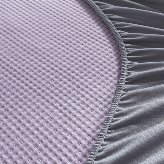91家纺网 家纺一手货源 找家纺 耀悦家纺 2025春夏新款乙纶凉席pe凉感华夫格床笠款凉席席子三件套床笠床席子 优雅紫-床笠款