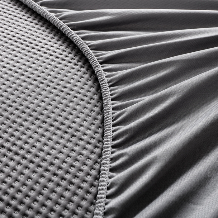 91家纺网 家纺一手货源 找家纺 耀悦家纺 2025春夏新款乙纶凉席pe凉感华夫格床笠款凉席席子三件套床笠床席子 云灰-床笠款