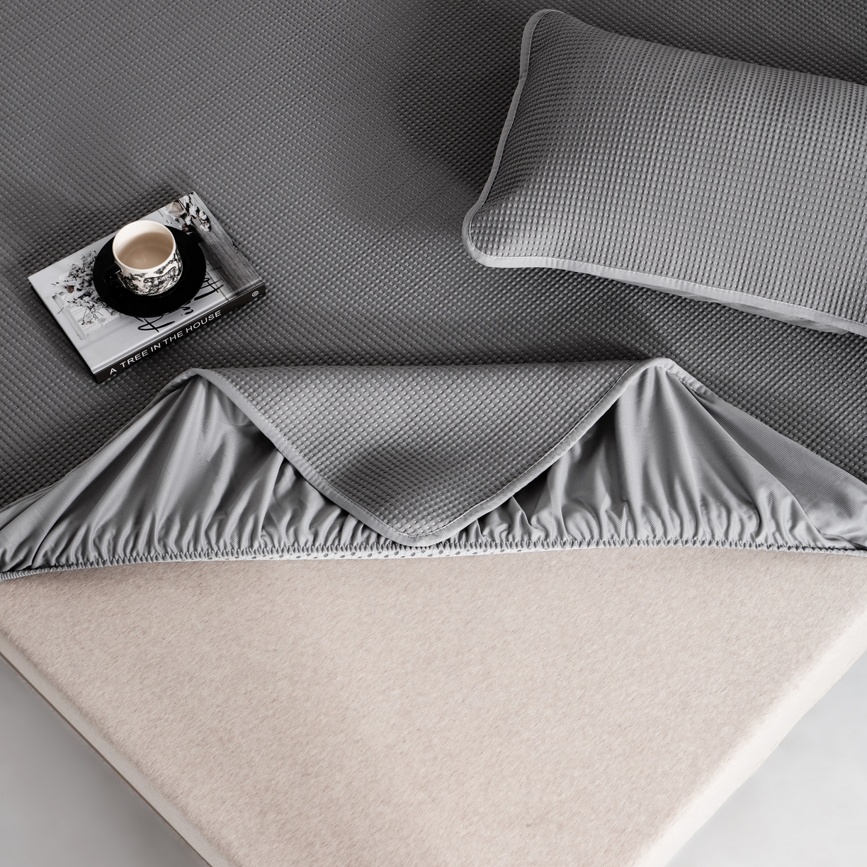 91家纺网 家纺一手货源 找家纺 （总）耀悦家纺 2025春夏新款乙纶凉席pe凉感华夫格床笠款凉席席子三件套床笠床席子