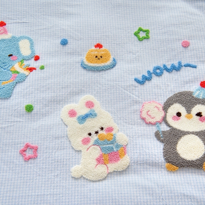 91家纺网 家纺一手货源 找家纺 鱼宝 2025新款全棉毛巾绣幼儿园套件三件套被子被芯 小象乐园