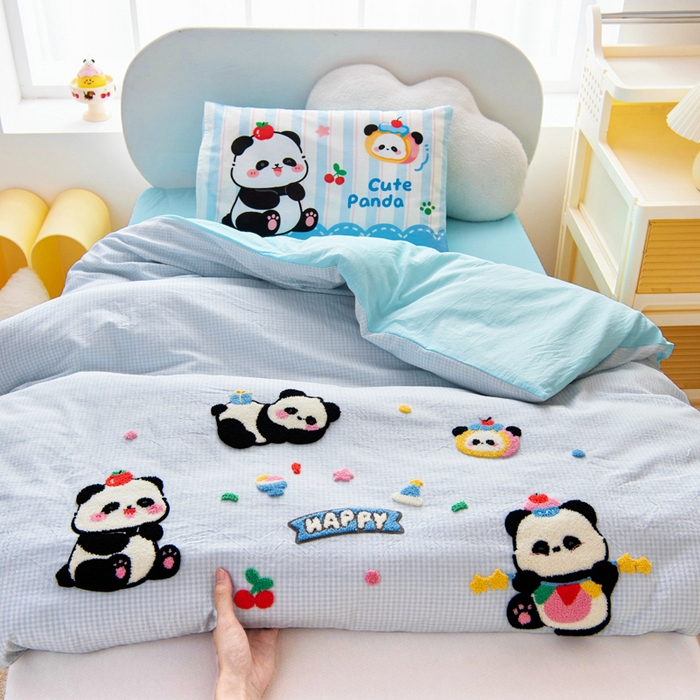 91家纺网 家纺一手货源 找家纺 （总）鱼宝 2025新款全棉毛巾绣幼儿园套件三件套被子被芯