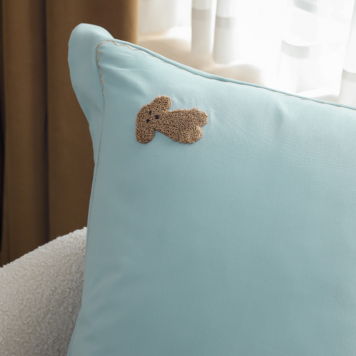 91家纺网 家纺一手货源 找家纺 禾时2025新款精梳火山全棉小磨毛工艺单品枕套 黛水蓝丨鱼肚白