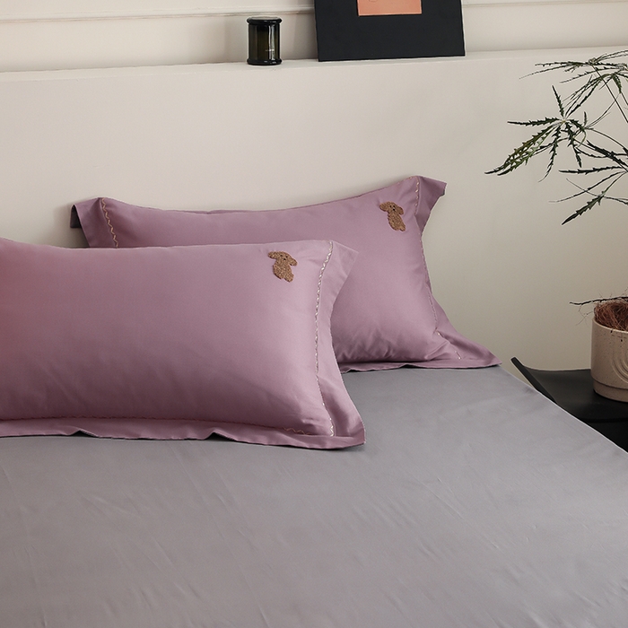 91家纺网 家纺一手货源 找家纺 禾时2025新款精梳火山全棉小磨毛工艺单品枕套 格调紫丨典雅灰