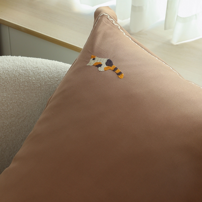 91家纺网 家纺一手货源 找家纺 禾时2025新款精梳火山全棉小磨毛工艺单品枕套 桦茶棕丨苏木灰