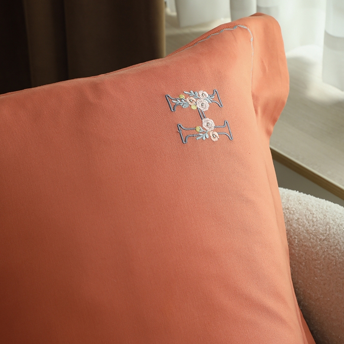 91家纺网 家纺一手货源 找家纺 禾时2025新款精梳火山全棉小磨毛工艺单品枕套 暖阳色丨天橙色