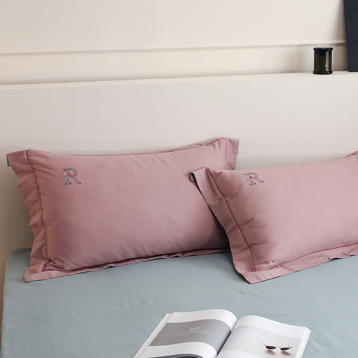 禾时2025新款精梳火山全棉小磨毛工艺单品枕套 浅香紫丨黛水蓝