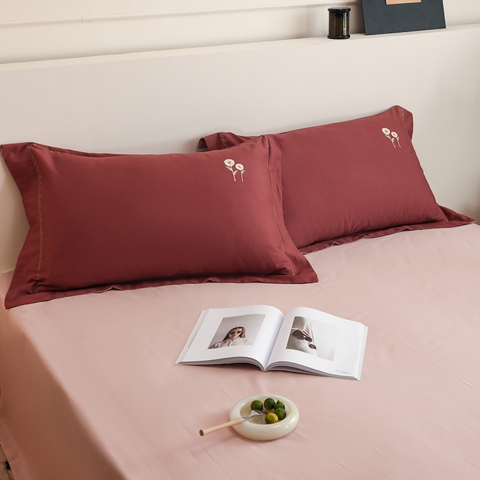 禾时2025新款精梳火山全棉小磨毛工艺单品枕套 维他命丨复古粉