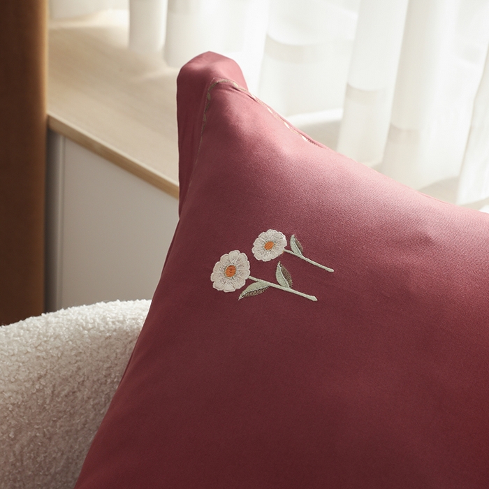 91家纺网 家纺一手货源 找家纺 禾时2025新款精梳火山全棉小磨毛工艺单品枕套 维他命丨复古粉