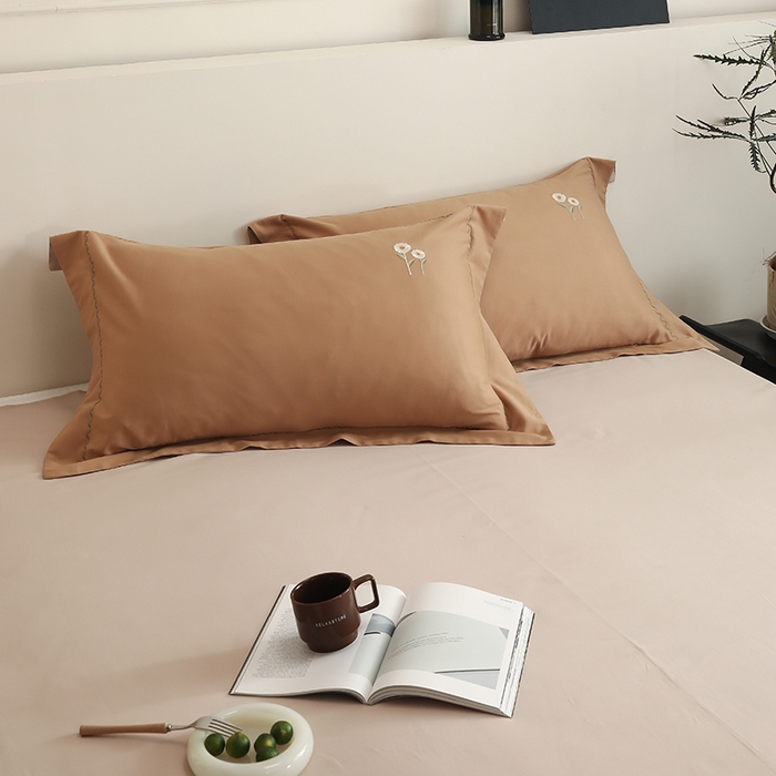 禾时2025新款精梳火山全棉小磨毛工艺单品枕套 耀沙金丨鱼肚白